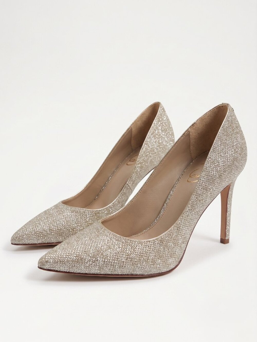 Sam Edelman Champagne Gold Sparkle Hazel Pointed Toe Pump Evening Heels Size 9.5